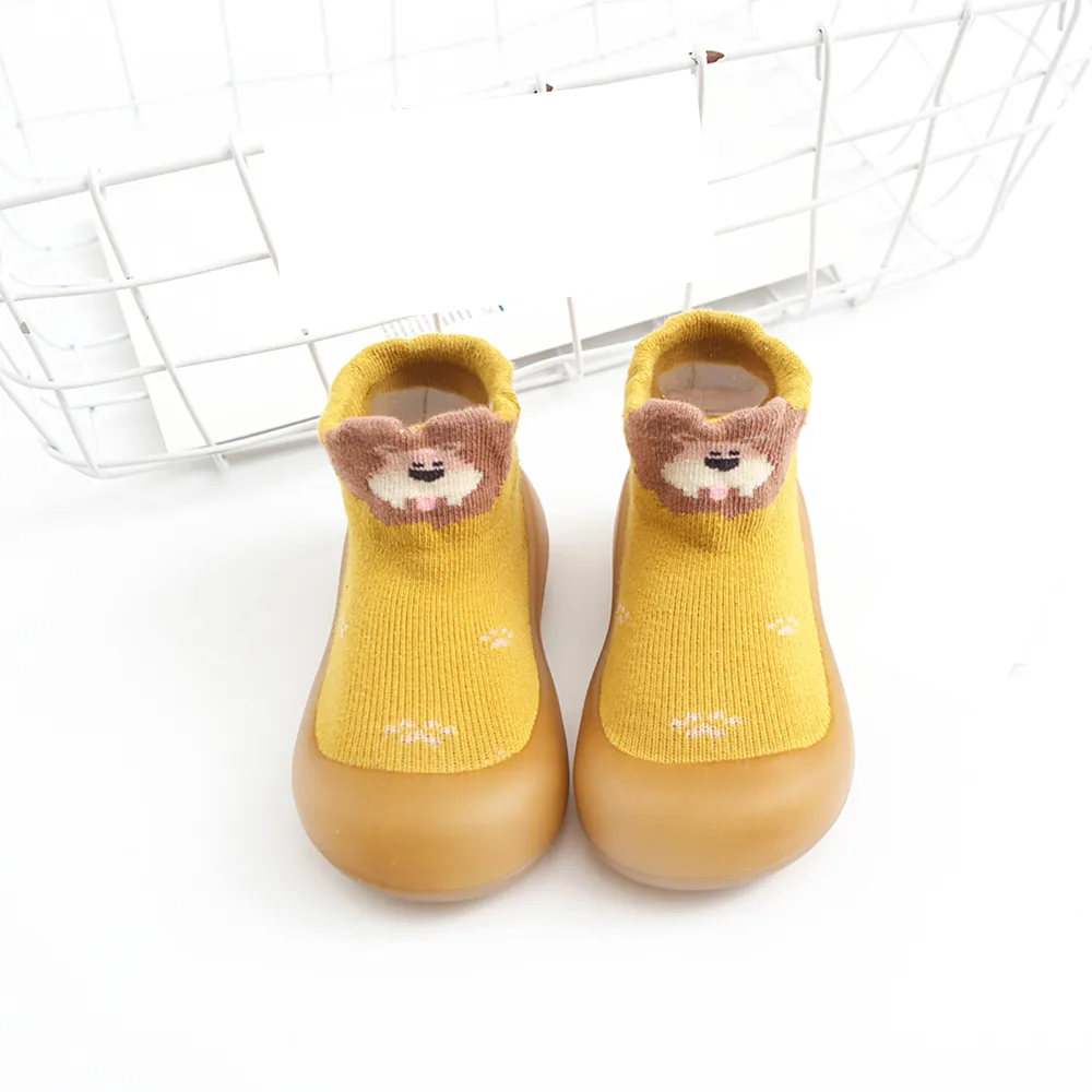 Anti-slip rubber sole socks for toddlers, cute design, essential for safe indoor exploration.