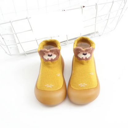 Anti-slip rubber sole socks for toddlers, cute design, essential for safe indoor exploration.