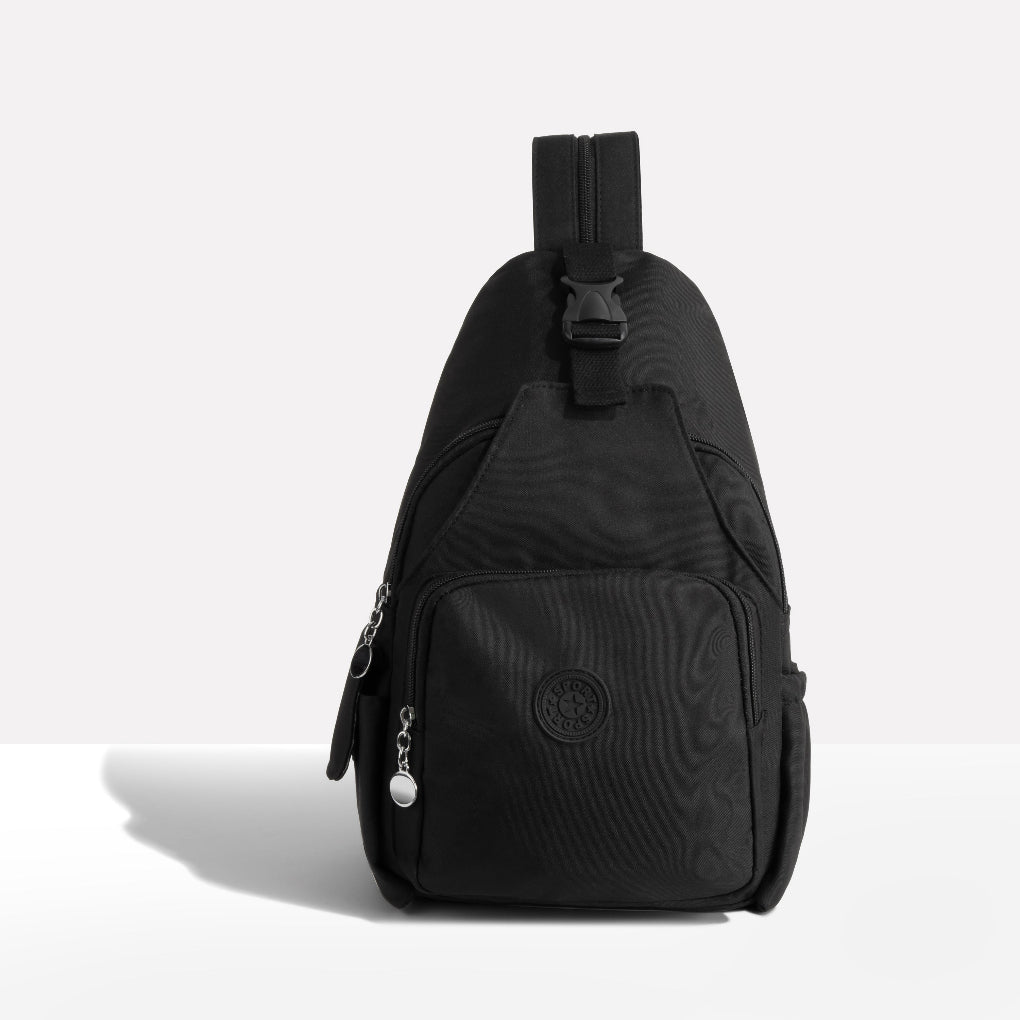Unisex security sling bag, anti-theft design with secure zipper pocket for safe travel & daily organization.