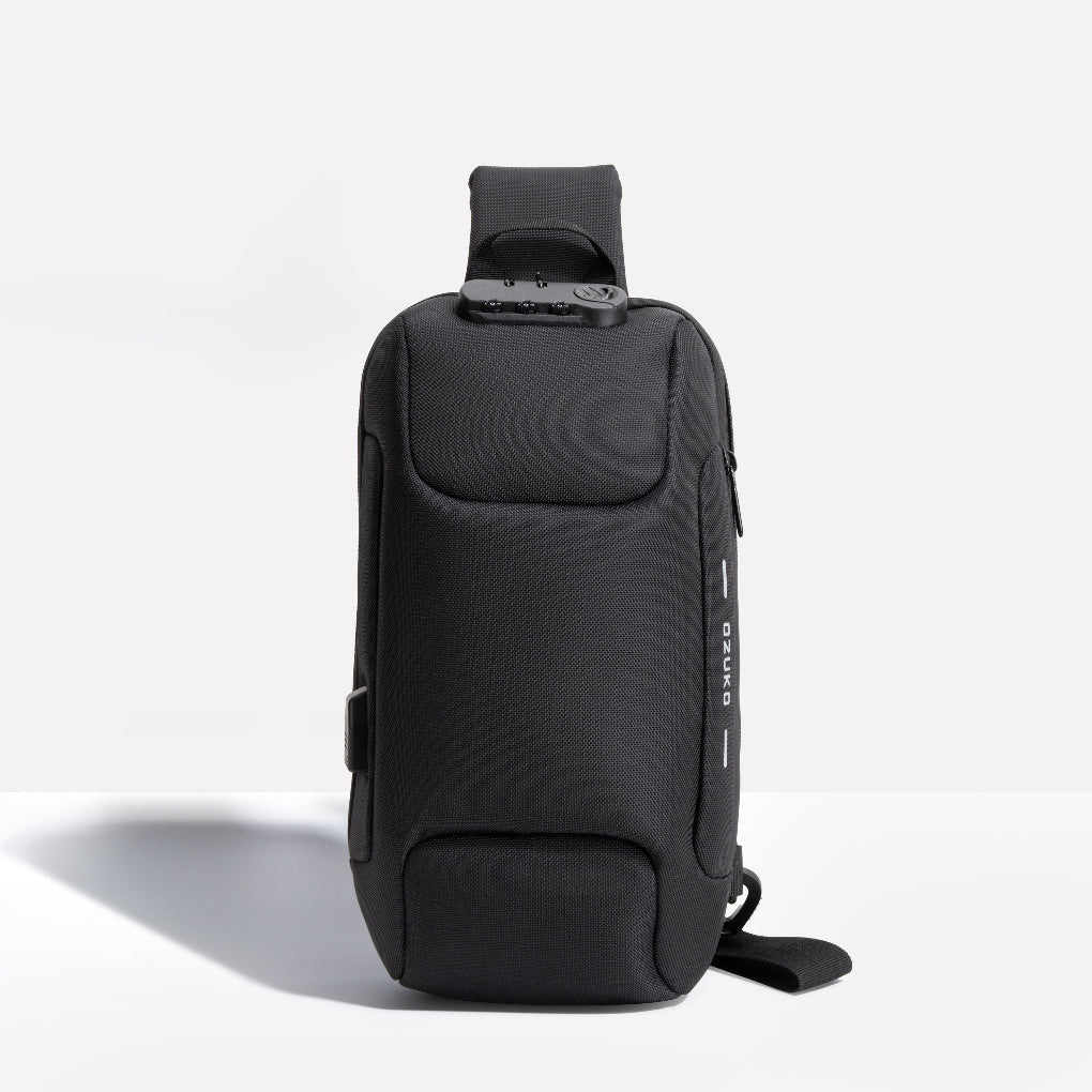 Unisex anti-theft sling bag with USB charging port, ideal for secure daily commute & travel.