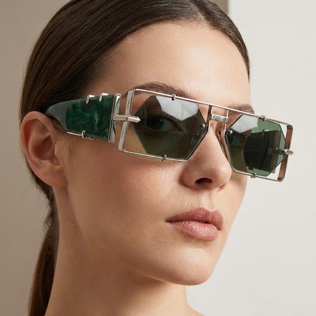 Sleek Arden Hexagon unisex sunglasses, durable alloy frame eyewear. Complete UV400 protection for eyes.