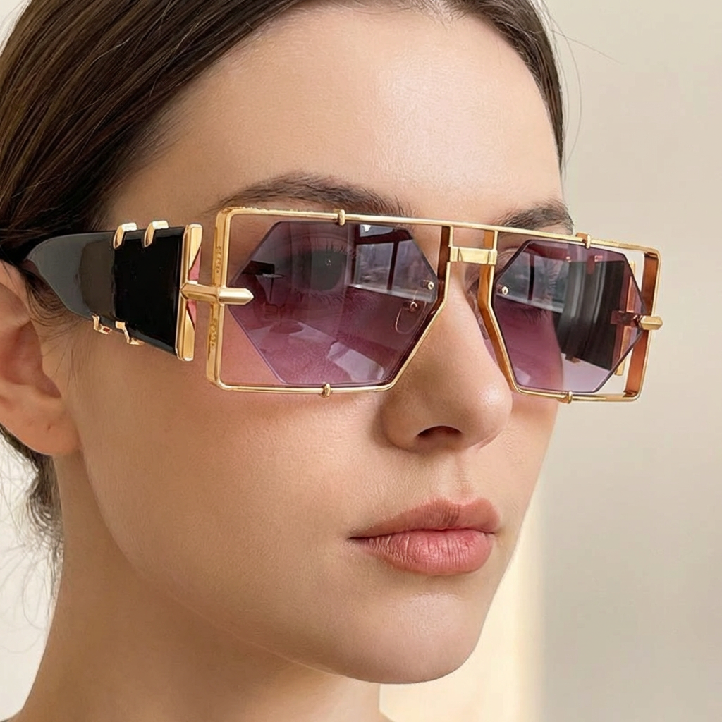 Arden Hexagon unisex sunglasses, sturdy alloy frame. Excellent UV protection & a stylish look for all.