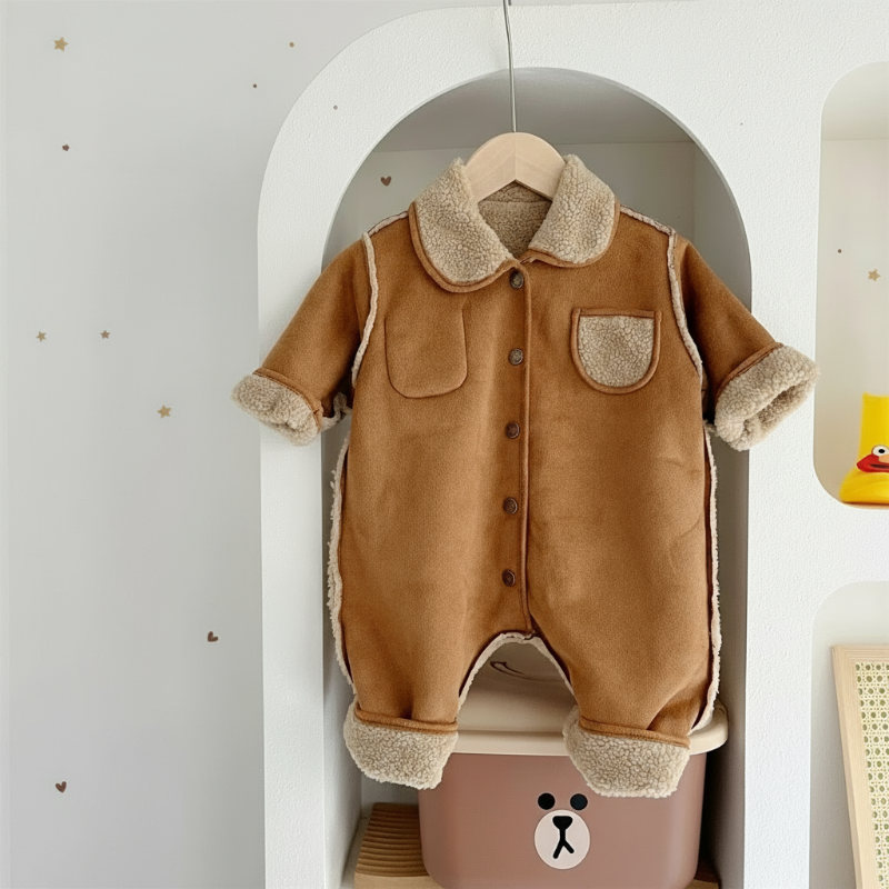 Unisex baby winter romper, thick and soft, hooded style, essential cold weather infant clothing