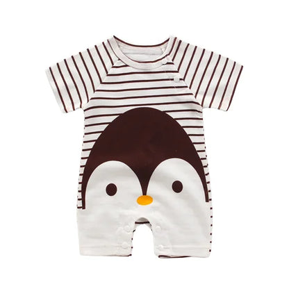 Green unisex baby cotton jumpsuit, a comfortable short-sleeve outfit for newborns