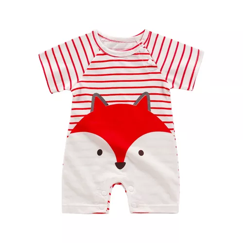 Close-up of ribbed texture on a unisex baby 100% cotton short-sleeved jumpsuit