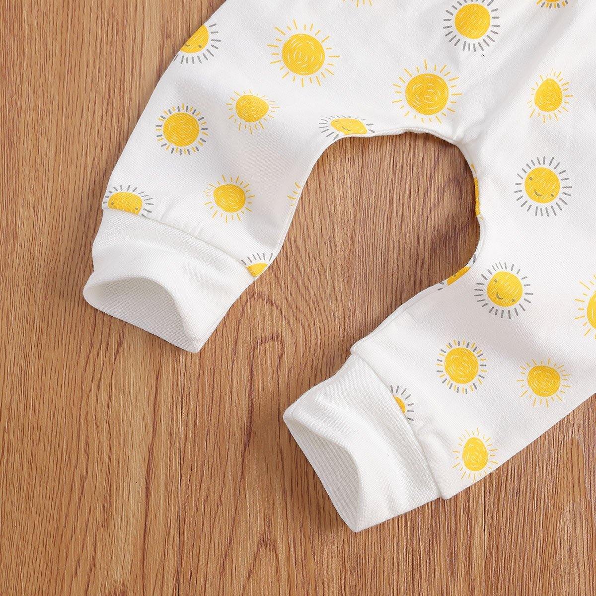 Folded unisex baby Sunny Sun Print Pajama Set, 100% cotton, perfect newborn essential gift