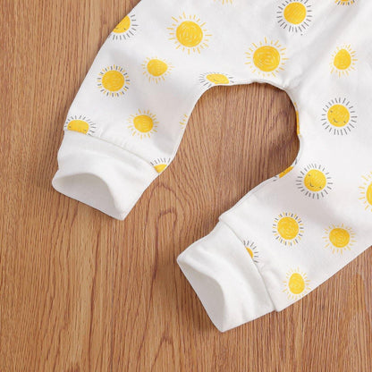Folded unisex baby Sunny Sun Print Pajama Set, 100% cotton, perfect newborn essential gift