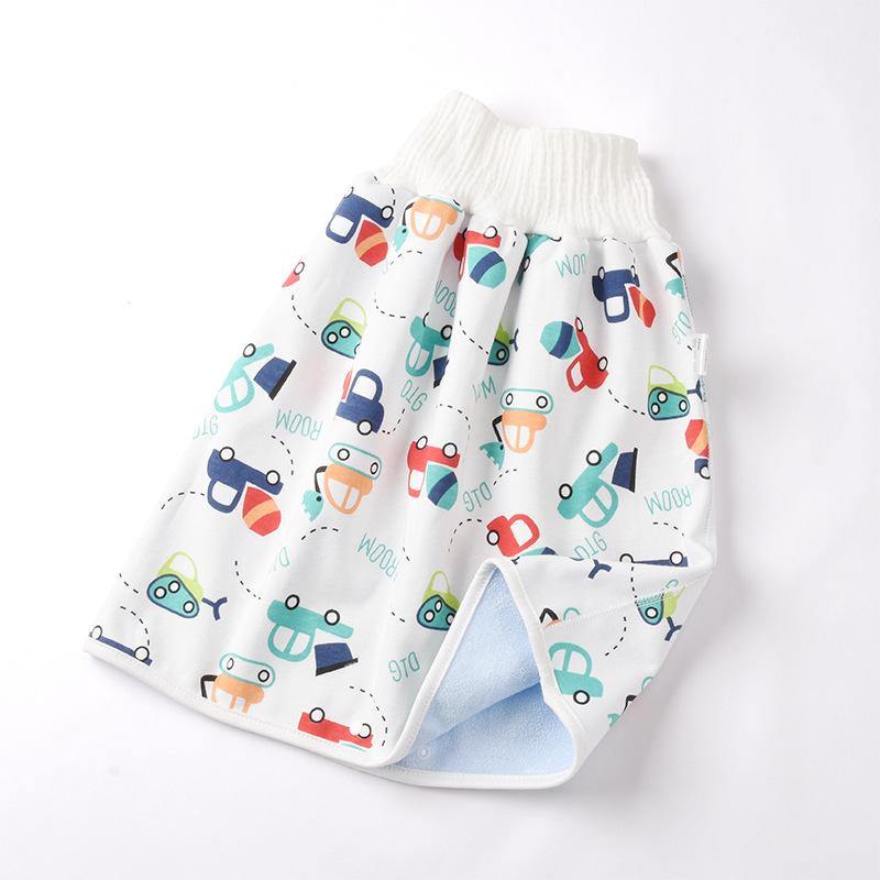 Unisex baby absorbent diaper training skirt; cotton & bamboo fiber; waterproof for nighttime protection.