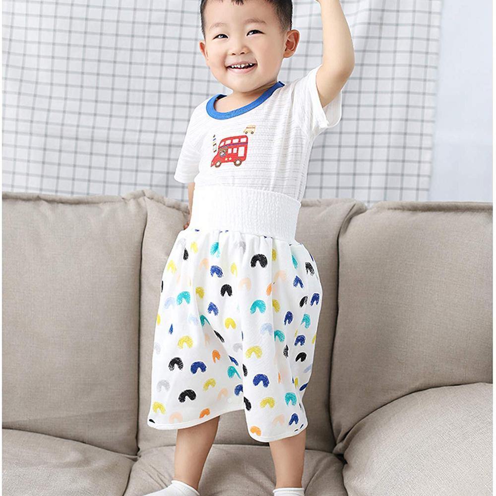 Toddler nighttime protection: cotton bamboo diaper skirt, waterproof design for bedwetting solution.