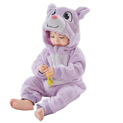 Baby clothes: animal design hooded romper, made from quality cotton blend