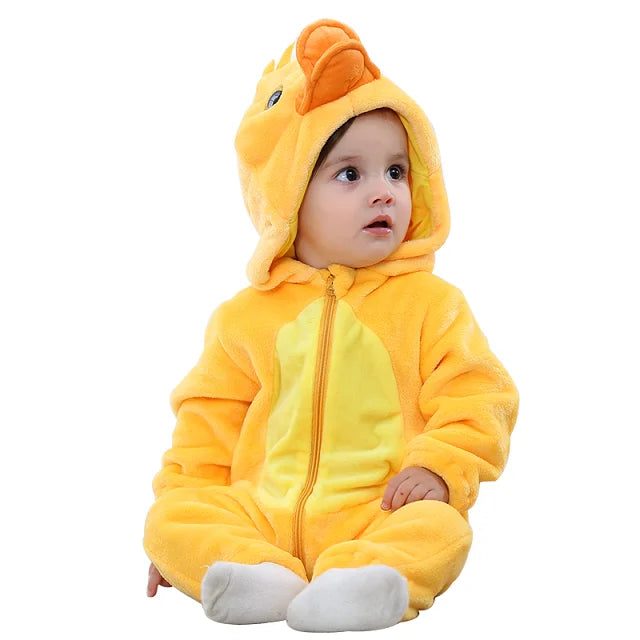Cute hooded animal onesie, cotton blend for infant comfort and easy wear