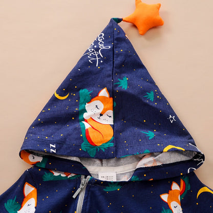 Cute newborn gift: animal print fleece romper, unisex baby winter jumpsuit