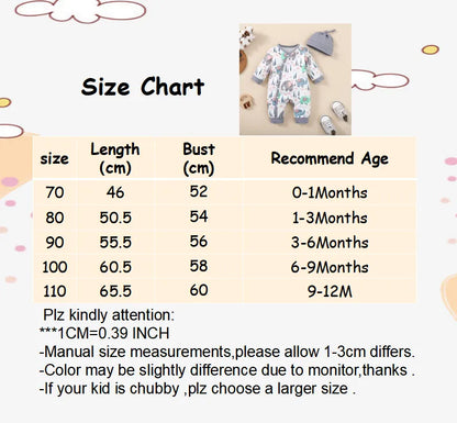 Full-body shot of a unisex baby animal print romper, comfortable and breathable.