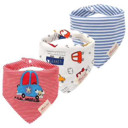 Unisex baby bandana drool bib, soft absorbent cotton, blue and white stripes, infant accessory for teething