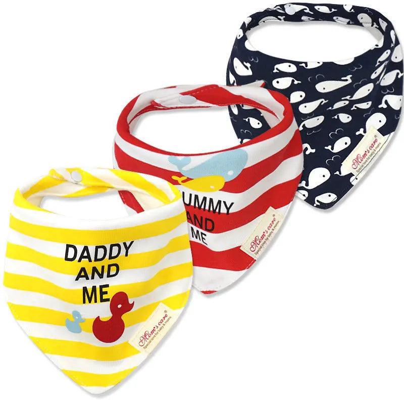 Unisex baby bib pack: multi-patterned cotton bandanas, soft and highly absorbent burp cloths