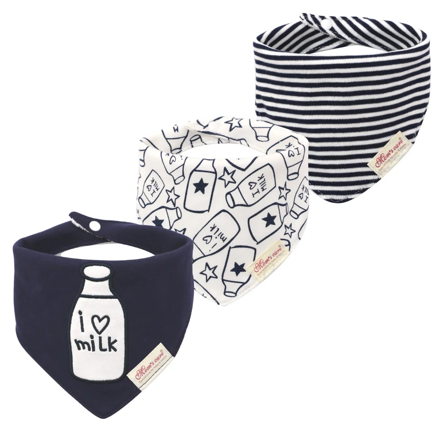 Close-up of the stitching and fabric texture of a cotton bandana drool bib, durable and soft