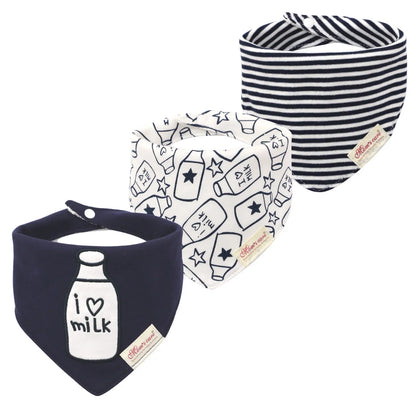 Close-up of the stitching and fabric texture of a cotton bandana drool bib, durable and soft