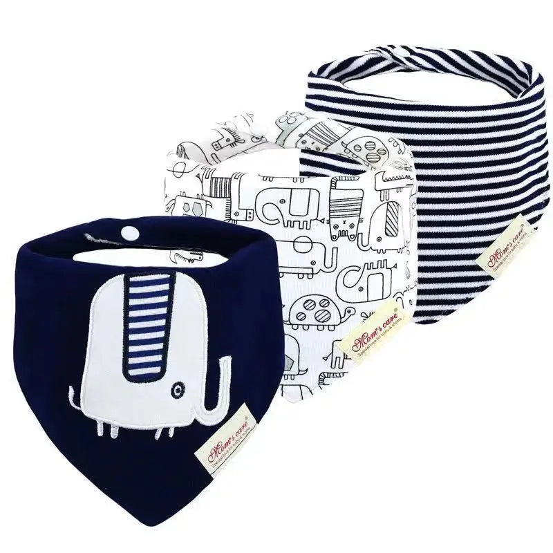 Stack of folded cotton bandana drool bibs, ready for gifting, soft and practical baby items