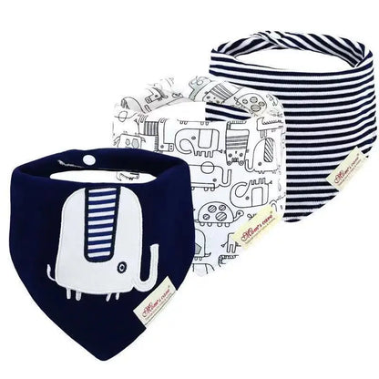 Stack of folded cotton bandana drool bibs, ready for gifting, soft and practical baby items
