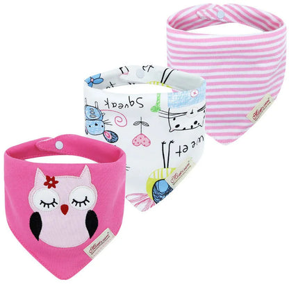 Unisex baby bandana bib with fruit print, high-quality absorbent cotton, perfect for mealtime or drooling