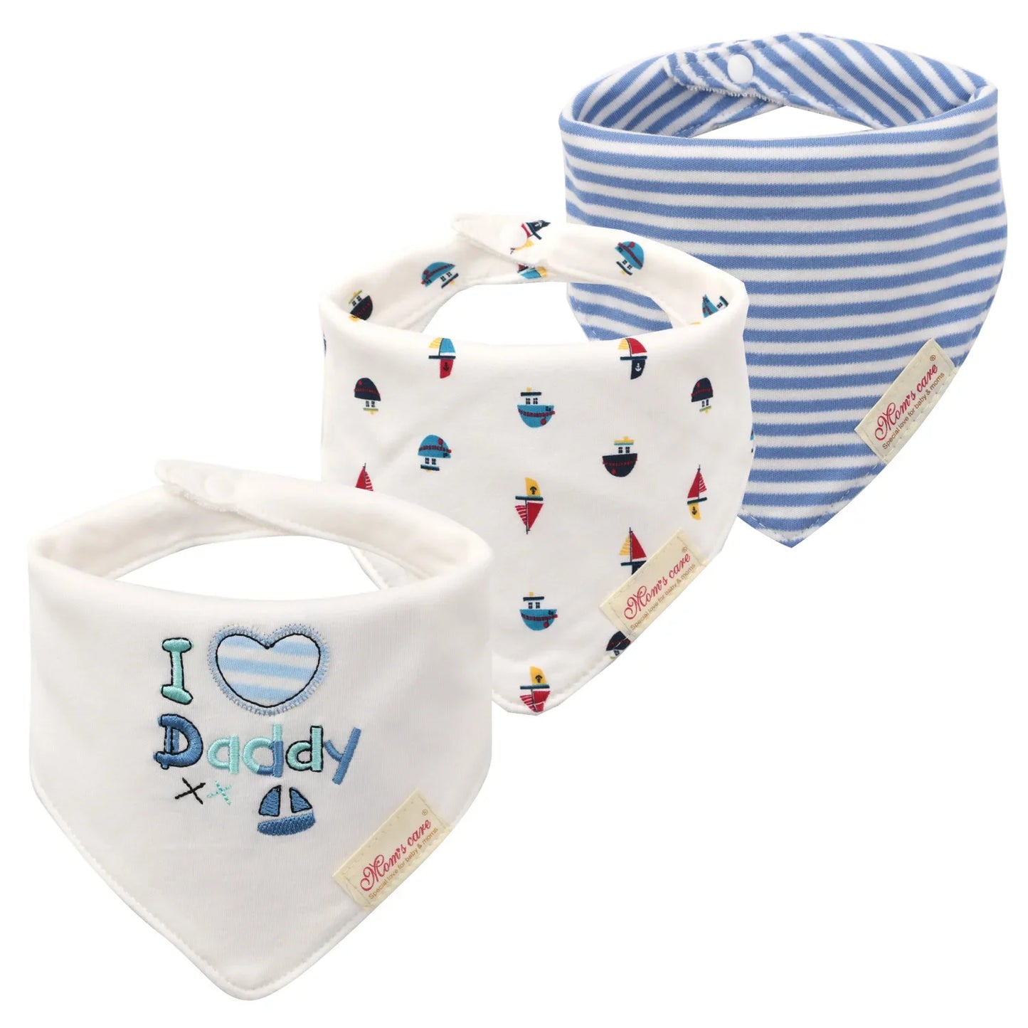 Soft cotton baby bandana drool bib in a modern geometric pattern, excellent absorbency for infants