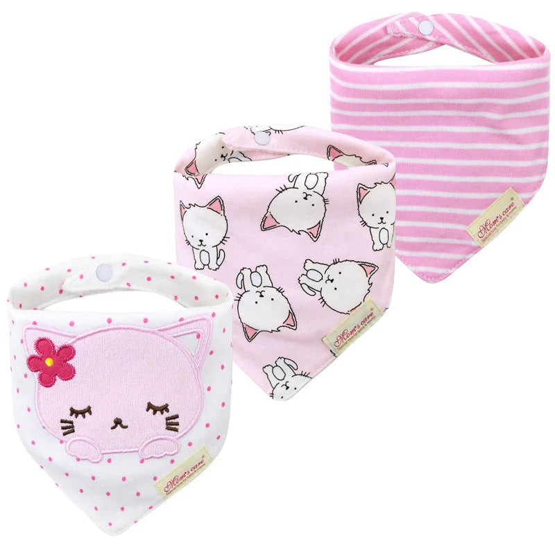 Collection of gender-neutral bandana bibs, featuring various patterns, soft cotton for baby comfort