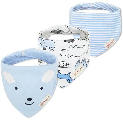 Baby accessories: collection of colorful cotton bandana bibs, absorbent and functional for infants
