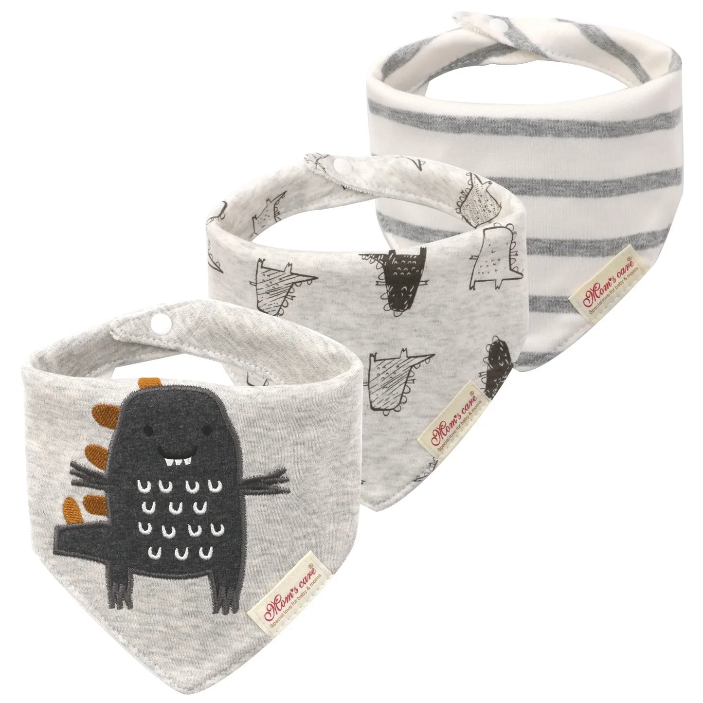 Patterned bandana drool bib, breathable cotton, ideal for teething babies, prevents wet clothes