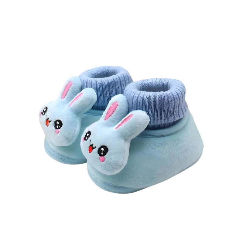 Unisex baby bunny winter booties, light gray, featuring cute ear detail, perfect for cold weather