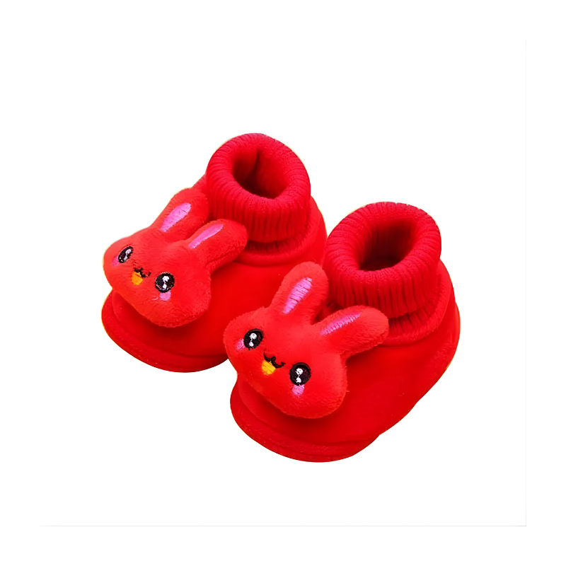 Unisex baby bunny winter booties with a plush interior, designed for ultimate baby foot warmth