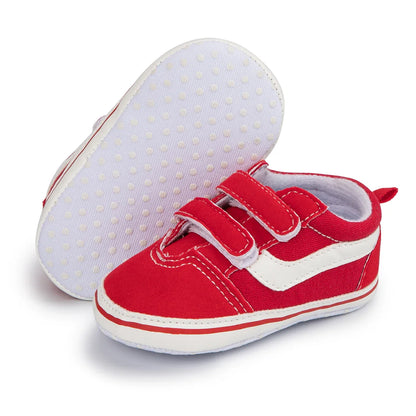 Essential newborn footwear: unisex canvas baby shoes with soft sole for gentle support.