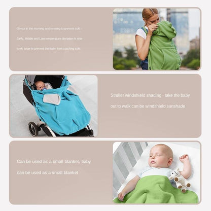 Grey elephant baby carrier warm hoodie, soft infant cover, perfect stroller accessory for chilly days.