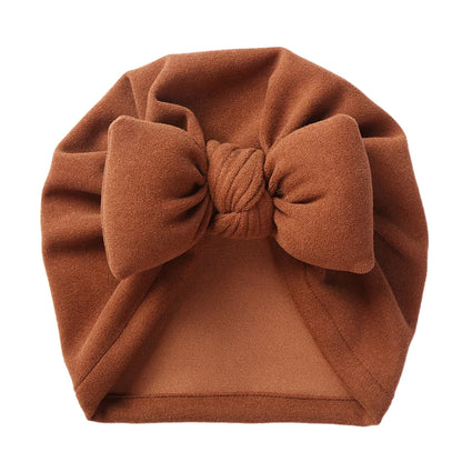 Warm baby cashmere blend bow bonnet, excellent infant headwear for cold weather