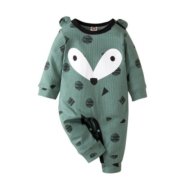 Soft cotton baby romper for boys & girls, featuring a fun cartoon design, ideal for playtime.