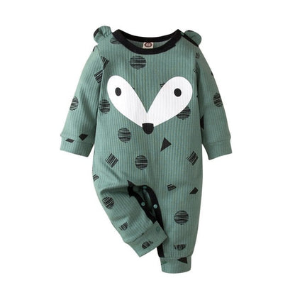 Soft cotton baby romper for boys & girls, featuring a fun cartoon design, ideal for playtime.