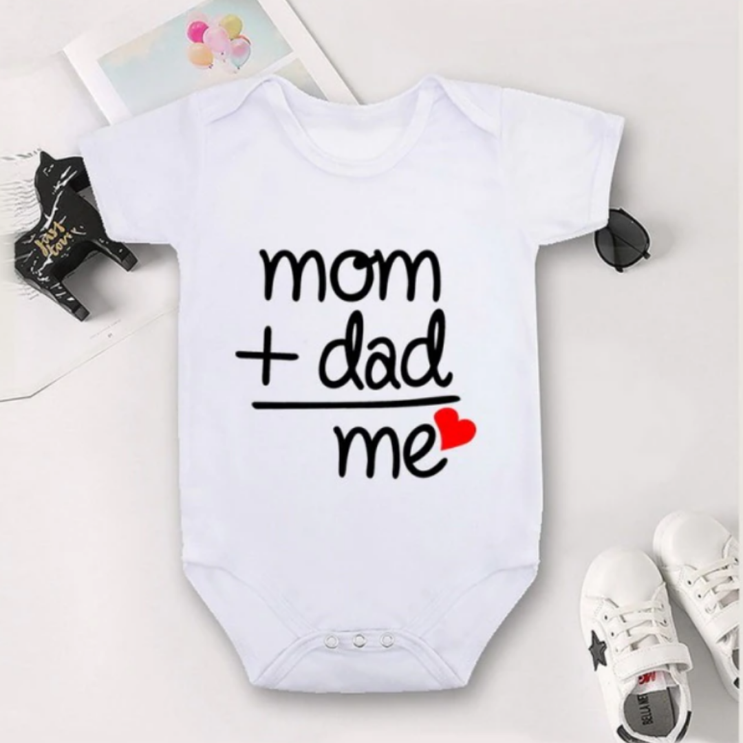 Unisex baby cotton romper in a cute family-themed print, ideal for newborn everyday comfort and baby shower gift.