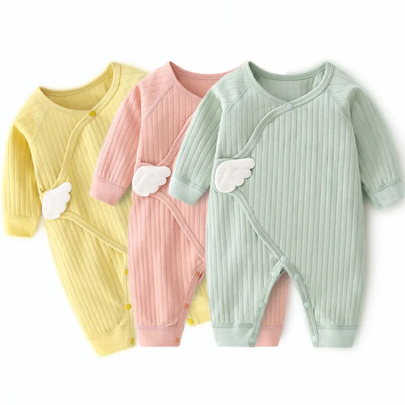 Unisex baby cotton solid infant romper jumpsuit, soft newborn outfit for comfort