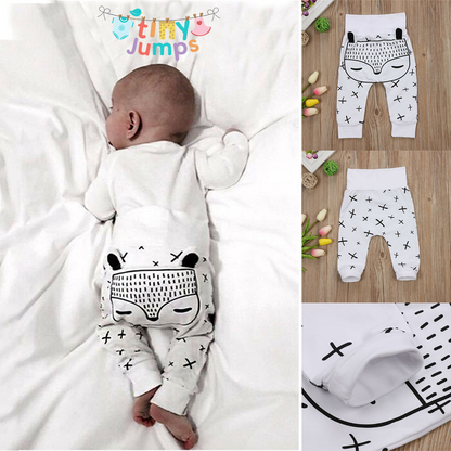 Unisex baby clothing: comfortable cotton panda print trousers, ideal for everyday wear