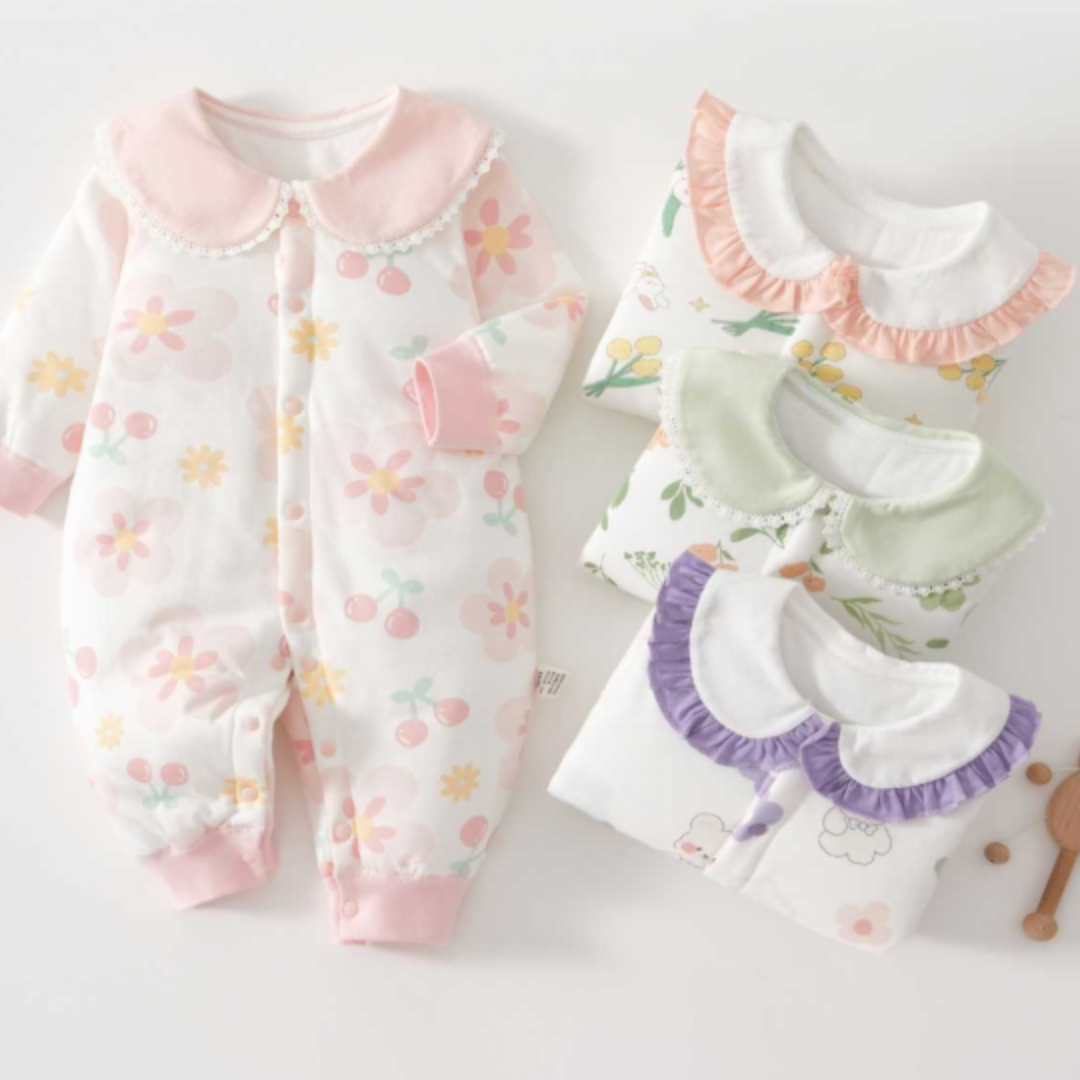 Unisex baby cozy cotton cartoon jumpsuit pajamas for comfortable sleep in winter