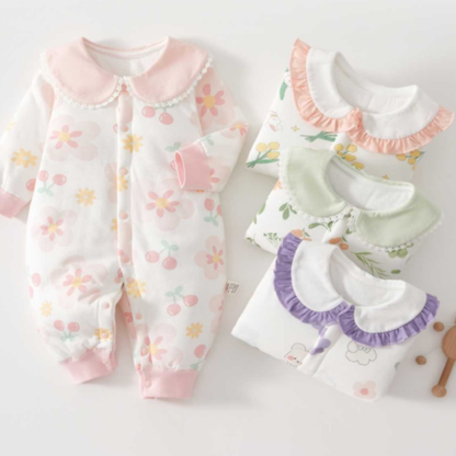 Unisex baby cozy cotton cartoon jumpsuit pajamas for comfortable sleep in winter