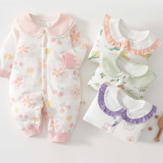 Unisex baby cozy cotton cartoon jumpsuit pajamas for comfortable sleep in winter