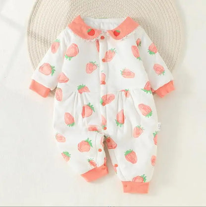 Baby unisex cartoon cotton romper, ideal for comfortable sleep and play