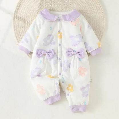 Cozy cotton baby jumpsuit pajamas with playful cartoon print, easy zip, unisex