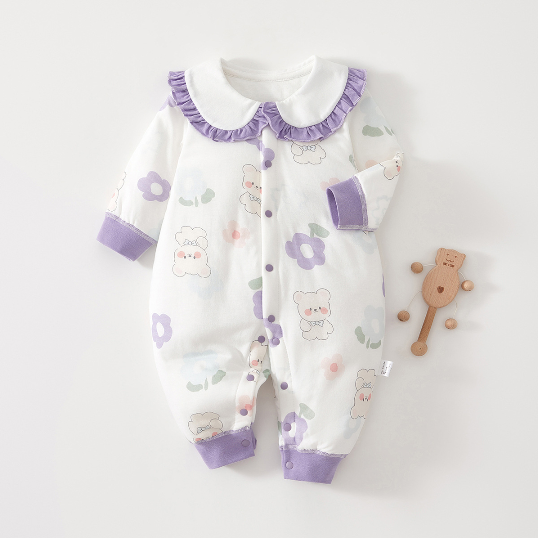 Infant cozy cotton jumpsuit pajamas, cartoon design for comfortable sleepwear
