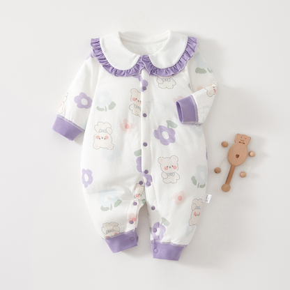 Infant cozy cotton jumpsuit pajamas, cartoon design for comfortable sleepwear