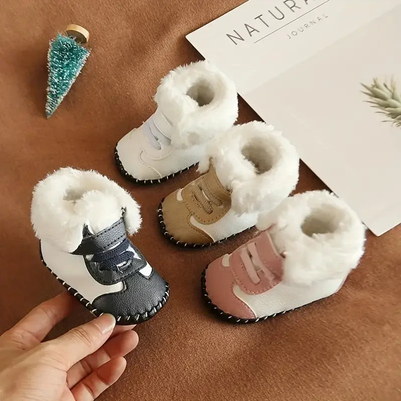 Unisex baby cozy winter boot, adjustable closure, soft sole, perfect for infant first steps