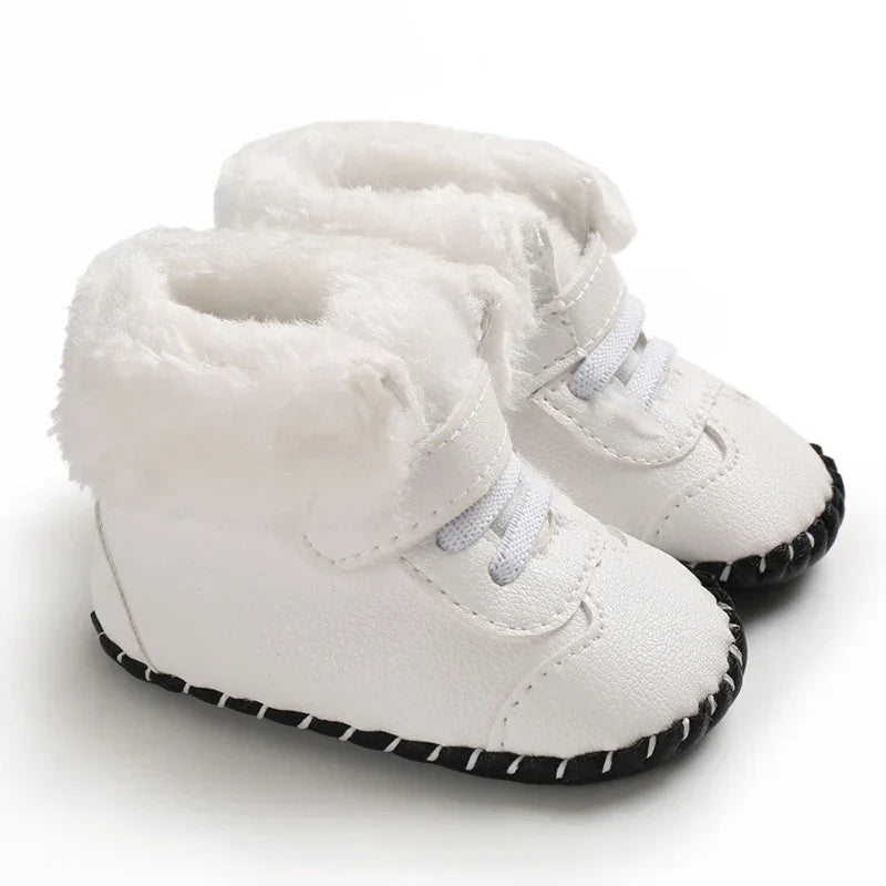 Pair of unisex baby adjustable winter boots, soft sole, perfect for cold weather infant steps