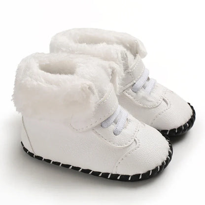 Pair of unisex baby adjustable winter boots, soft sole, perfect for cold weather infant steps