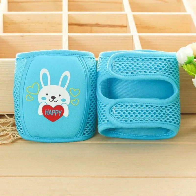 Baby knee pads in pink and blue, vibrant colors, crucial baby safety essentials
