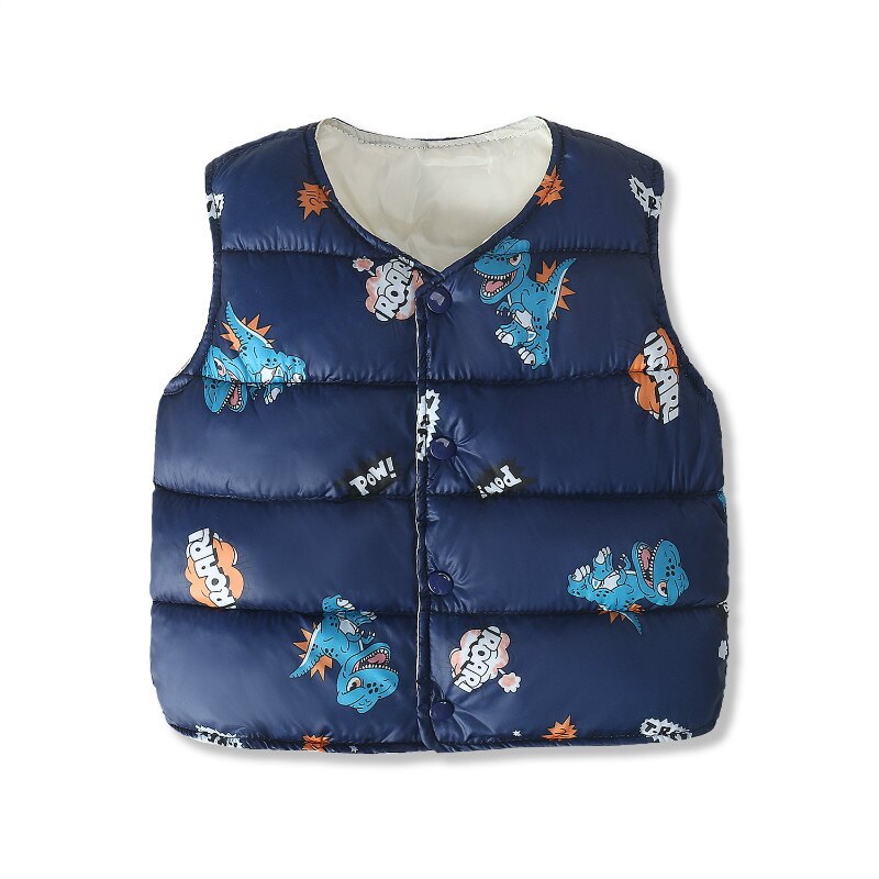 Baby fall winter vest featuring adorable large duck print, comfortable and warm outerwear.